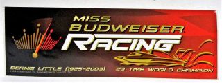 2003 Miss Budweiser Racing 23x World Champion Bumper Sticker Hydroplane Boat C3