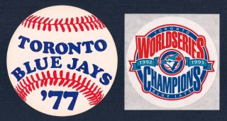 Toronto Blue Jays 1977 1st Season & 1992 1993 World Series Champions Stickers