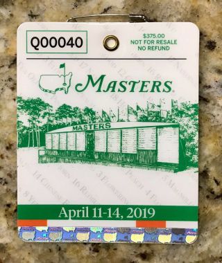 2019 Masters Augusta National Golf Club Badge Ticket Tiger Woods Low 2 Digit