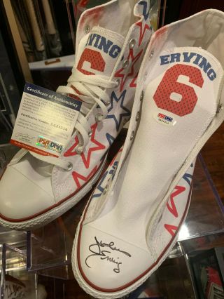 Julius Erving Signed Converse All Star Basketball Shoes Sz 13 W/ Psa/dna