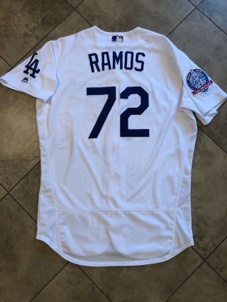 Authentic Game Worn 2018 Los Angeles Dodgers Henry Ramos 60thPatch Jersey Giants 7