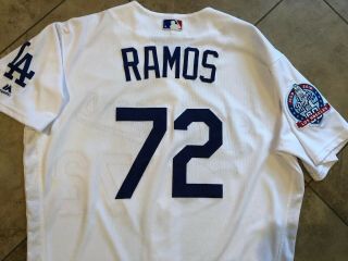 Authentic Game Worn 2018 Los Angeles Dodgers Henry Ramos 60thPatch Jersey Giants 8