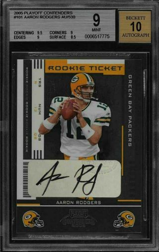 Packers 2005 Playoff Contenders Aaron Rodgers Rookie Ticket Autograph Grade