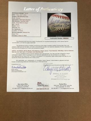 500 Home Run Club Signed Baseball Mickey Mantle Ted Williams,  9 JSA 8