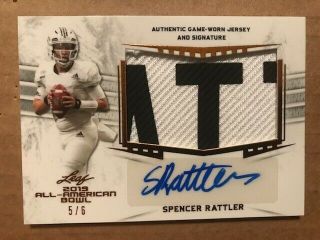 Spencer Rattler 2019 Leaf Metal All - American Bowl Name Patch Auto 5/6 Oklahoma