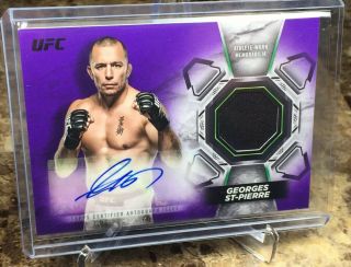 2018 Topps Ufc/knockout Georges St - Pierre (10/25) (purple) Auto Relic Card