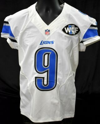 2014 Stafford 9 Detroit Lions Game Worn Football Jersey w/ WCF Patch LOA 2