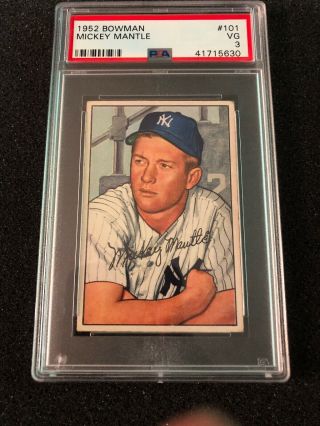 1952 Bowman Mickey Mantle 101 Psa 3 Vg Iconic Card Looks Better