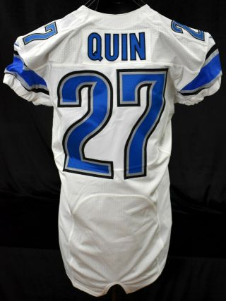 2014 Glover Quin 27 Detroit Lions Game Worn Football Jersey W/ Wcf Patch Loa