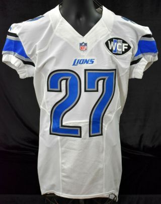2014 Glover Quin 27 Detroit Lions Game Worn Football Jersey w/ WCF Patch LOA 2