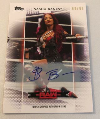 2017 Wwe Women’s Division Sasha Banks Auto Autograph Signed Card 60/68 Rare