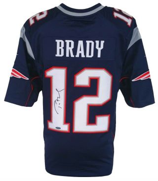 Tom Brady Signed England Patriots Blue Nike Limited Jersey Tristar