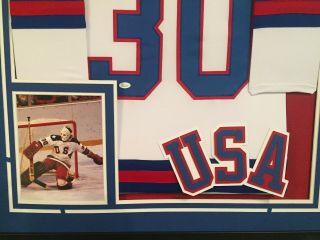 Jim Craig Autographed Custom Framed 1980 USA Olympic Jersey JSA 2