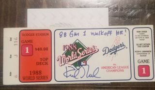 1988 World Series Ticket Game 1 Kirk Gibson Autograph Beckett Certified