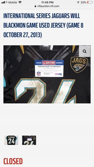 NFL Nike Jacksonville Jaguars Will Blackmon 24 Jersey Game Worn Sz42 3