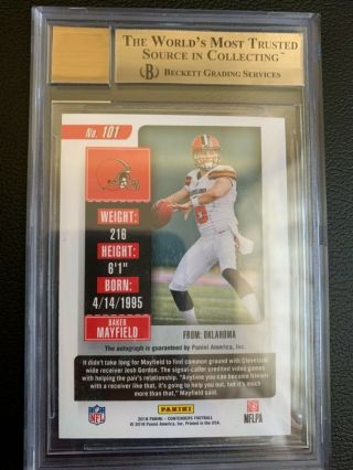 BAKER MAYFIELD 2018 Contenders Cracked Ice Rookie Ticket AUTO /24 BGS 9.  5,  POP 2 2