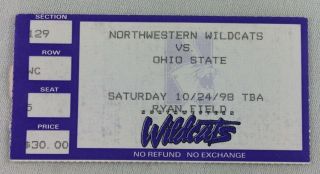 Cfb 1998 10/24 Ohio State At Northwestern Football Ticket Stub - Michael Wiley