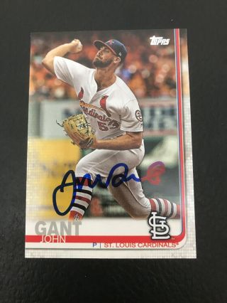 John Gant Signed 2019 Topps Series 2 Two Autographed Card Auto Cardinals