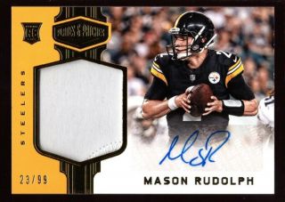 Mason Rudolph /99 $120,  Rookie Auto Jumbo Jersey Patch Rc 2018 Plates & Patches