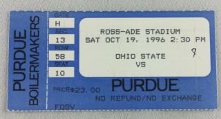 Cfb 1996 10/19 Ohio State At Purdue Football Ticket Stub - Mike Vrabel,  Springs