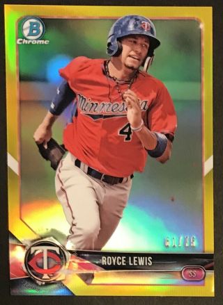 2018 Bowman Chrome Royce Lewis Gold Refractor /75 Rookie Card -