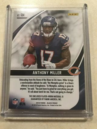 ANTHONY MILLER 2018 Panini Black Friday Football PATCH 1/10 BEARS eBay 1/1 Thick 2