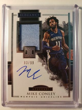 Mike Conley 17/18 Impeccable Elegance Jersey Auto Patch /99