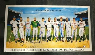 500 Home Run Club Litho 13x Signed W/ Mickey Mantle Mays Aaron Auto Psa/dna Loa