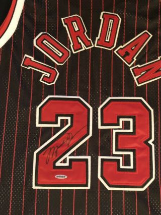 Michael Jordan Autographed 97 - 98’ Authentic Pinstriped Alternate Jersey Uda Cert