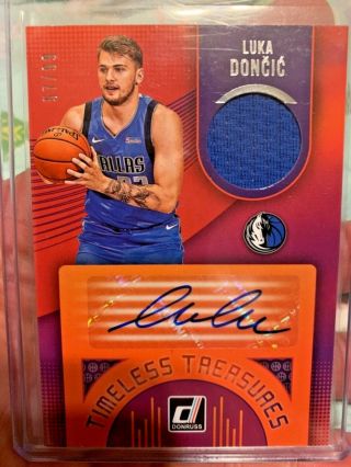 2018 - 19 Luka Doncic Rc Auto Relic Rookie Timeless Treasures Donruss /99