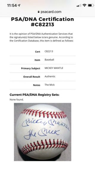 Mickey Mantle Autographed Baseball w/ “THE MICK” Inscription - PSA/Steiner 6