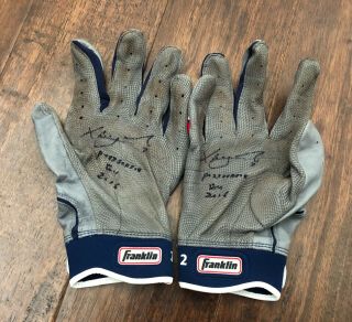 Xander Bogaerts 2016 Playoff Game Batting Gloves Signed Auto Worn Red Sox
