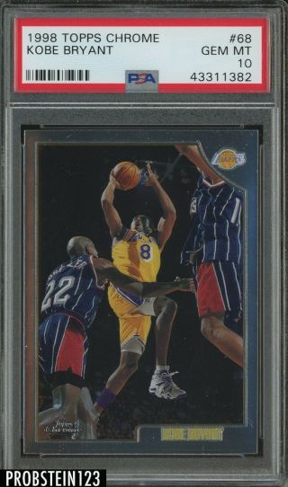 1998 Topps Chrome 68 Kobe Bryant Los Angeles Lakers Psa 10