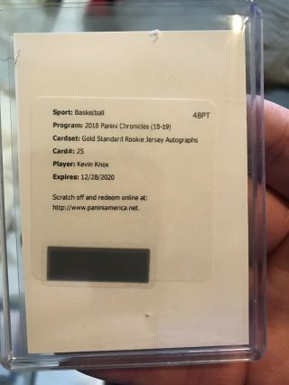 2018 - 19 Chronicles Kevin Knox Gold Standard Rookie Jersey Auto Redemption /99
