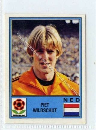 (ga5460 - 100) Panini Europa 80 Sticker Card 73,  Piet Wildschut Nederland 1980 Vg