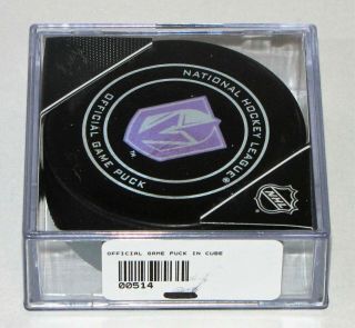 Vegas Golden Knights Fights Cancer Official Hockey Game Puck w/ Purple Logo 2