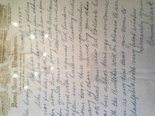 HOF,  CONNIE MACK,  LETTER TO FAN WITH BB CONTENT,  PSA/DNA 9 3