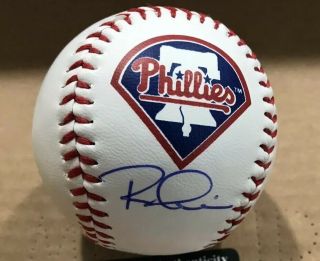 Rhys Hoskins Philadelphia Phillies Signed Logo Baseball Authenticated