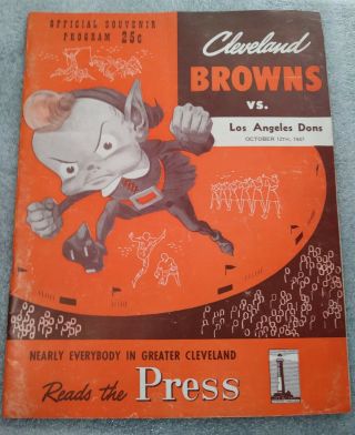 Oct.  12,  1947 Cleveland Browns Vs Los Angeles Dons Official Football Game Program