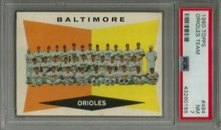 1960 Topps 494 Orioles Team Psa 7 Nm Baltimore Orioles Baseball Card