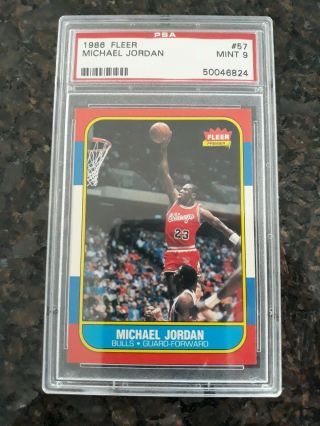 1986 - 1987 Fleer Psa 9 Michael Jordan (rc) 57 W/original Receipt
