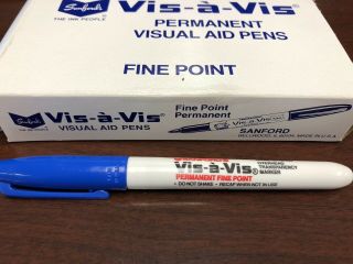 Sanford Vis A Vis Permanent Fine Point Blue Marker For Autographs