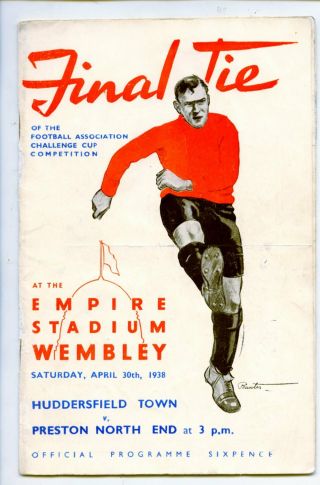 1938 Fa Challenge Cup Final Tie Football Soccer Programme Huddersfield V Preston