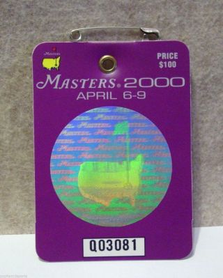 2000 Masters Badge - Ticket Vijay Singh Champion 4 Day