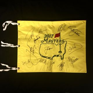 Masters Champions Signed 2017 Flag Jack Nicklaus Jordan Spieth Sergio Garcia