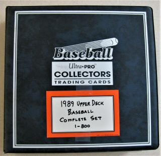 1989 Upper Deck Baseball Complete Set 800 Cards In Binder Griffey Jr.  Rc Nm - Mt
