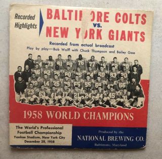 Baltimore Colts Vs York Giants Recorded Highlights 1958 45 Rpm