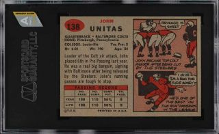 1957 Topps Football Johnny Unitas ROOKIE RC 138 SGC 8 NM - MT (PWCC - A) 2