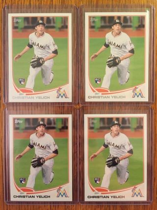 (4) 2013 Topps Update Christian Yelich Rookie Rc Us290 Brewers/marlins