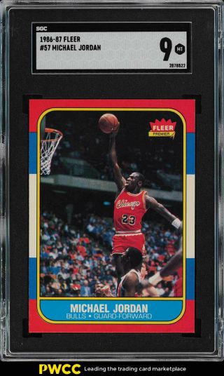 1986 Fleer Basketball Michael Jordan Rookie Rc 57 Sgc 9 (pwcc)